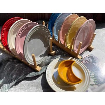 法國lecreuset酷彩 炻瓷 15cm圓形盤淺盤餐前點心水果平盤 雪紡粉