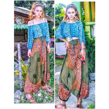 羅大娘泰國高腰闊腿吊襠褲瑜伽褲沙灘長褲海邊度假波西米亞民族風