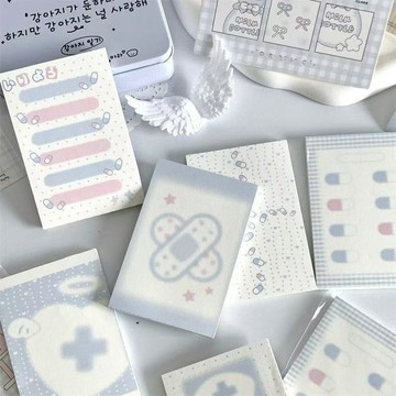 臺灣現/🎀筆記本 記事本韓系甜心守護藍色可愛ins風A7便籤本可愛無粘性高顏值可撕留言本