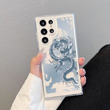 適用三星S25Ultra手機殼新款剪紙龍S24透明亞克力保護殼全包防摔S23+高級感女款S22Ultra卡通創意男s23保護套