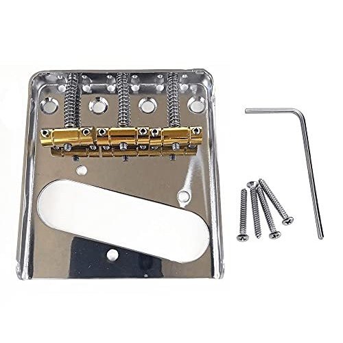 Jiayouy Chrome Bridge Assembly with Brass Saddles Set for Fender Telecast