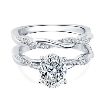 莫桑石 莫桑鑽 2克拉鴿子蛋加扭臂女鑽戒 台北門市 客製化訂製白