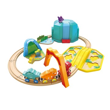 【德國Hape】恐龍世界火車玩具盒組合