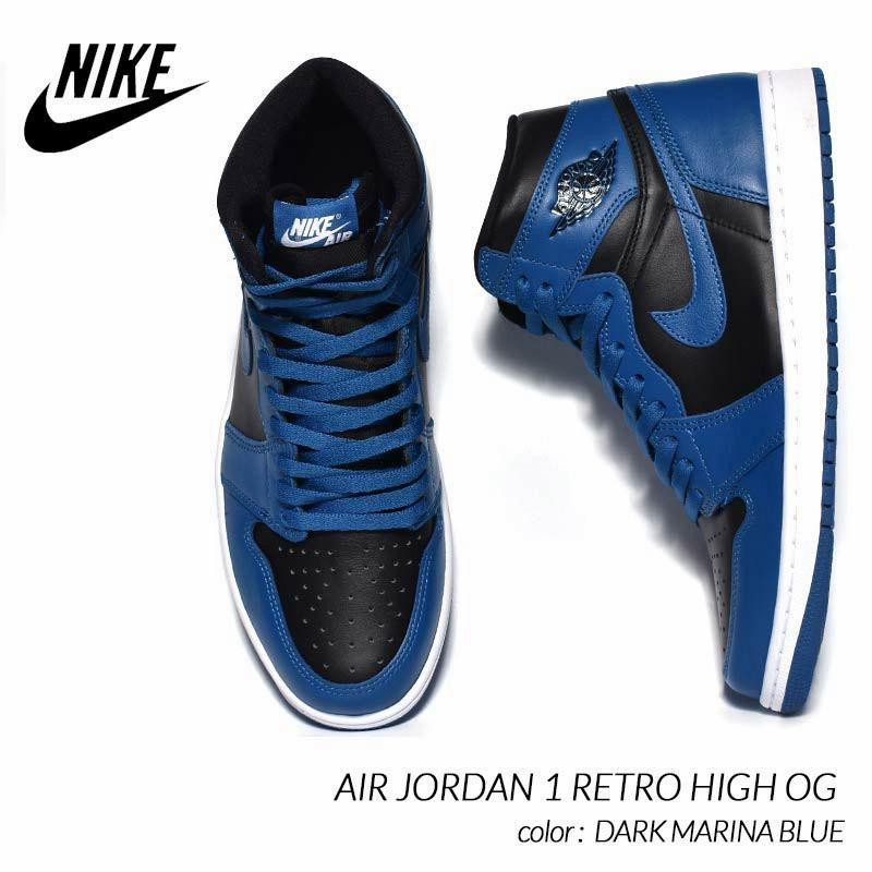 NIKE AIR JORDAN 1 RETRO HIGH OG DARK MARINA BLUE ナイキ エア ジョーダン 1 レトロ ハイ  スニーカー ( 青 黒 555088-404 ) | LINEショッピング