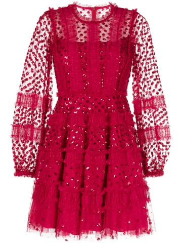 Needle & Thread - sequin-embellished A-line minidress - women - Recycled Polyester/Recycled Polyester/Recycled Polyester/Recycled Sequins - 8 - Red