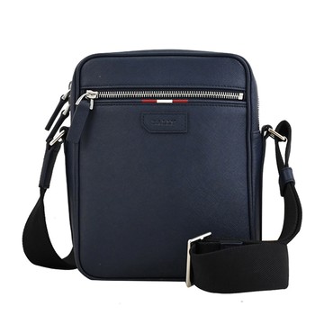 BALLY 6233875 PABLO 條紋款LOGO經典防刮斜背方包.深藍