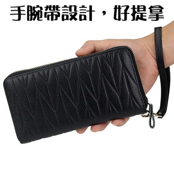 女士長款錢包 長夾女生 拉鍊長夾 風琴卡包 rfid防盜刷 皮革長夾 070