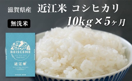 令和5年産新米　滋賀県豊郷町産　近江米 コシヒカリ　無洗米　10kg×5ヶ月