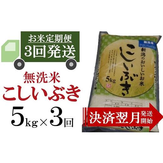 ふるさと納税 新潟県 柏崎市 令和5年産新米柏崎産 こしいぶき 無洗米 5kg×3回（計 15kg）[F230]