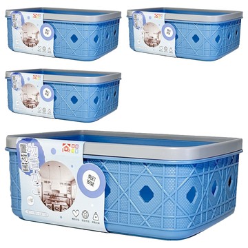 家庭元素 多功能置物筐  綠色/灰色/藍色-顏色隨機  4個