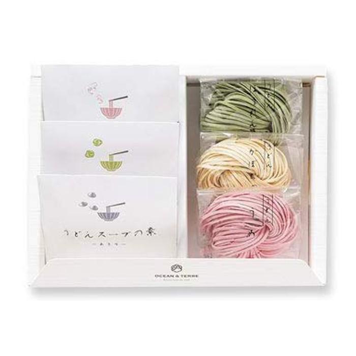 3種類の野菜うどん セットB「スープ・具材（桜エビ、アサリ、梅)入り」×1箱　結婚式 引出物 内祝い 長寿祝い