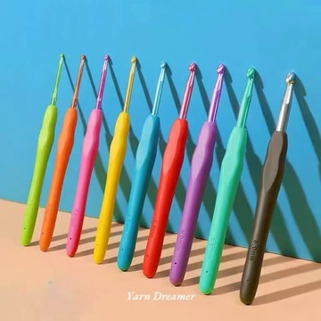 彩虹鉤針套組 毛線勾針組 軟柄鉤針2mm to 6mm鈎針組 編織工具 毛線鉤針套裝 毛線工具