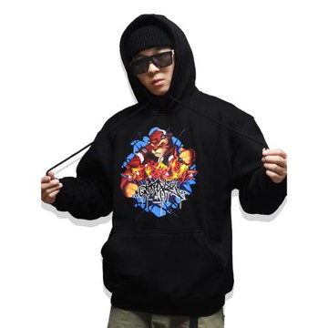 FBS Brand HighLight系列'Tiger Style'創意涂鴉街舞加絨連帽衛衣