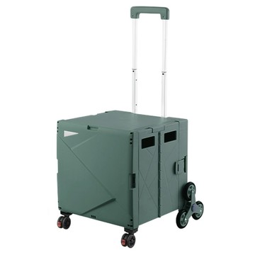 AOTTO 創意傢俱 加厚折疊可爬梯八輪購物車 升級款 PP材質 輕松收納  軍綠色  1個