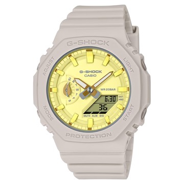 CASIO 卡西歐 G-SHOCK WOMEN 大地色調 八角雙顯腕錶 GMA-S2100NC-4A  米色
