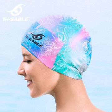 【樂天精選】黑貂泳帽女防水不勒頭長發護耳專用時尚可愛韓國日系大硅膠游泳帽