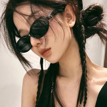 復古貓眼黑色辣妹歐美墨鏡女款高級感小臉防紫外線星星偏光太陽鏡