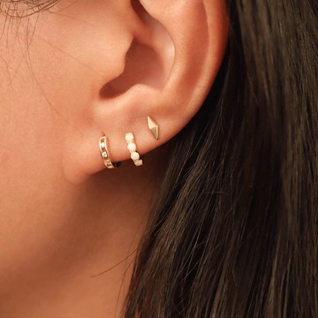 超迷你金色日系鋯石小耳環 疊戴小耳圈 s925銀 聖誕節禮物推薦