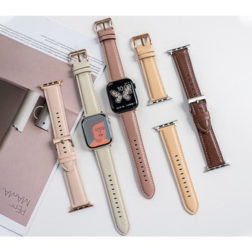 新款 秋冬新色 真皮金屬扣表帶 Apple Watch S10 女士錶帶 41mm 44  45 iwatch8 SE