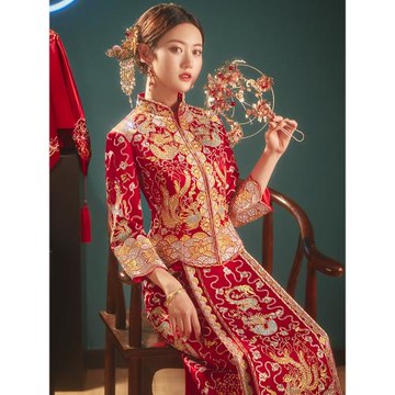 逸芬夢紡秀禾服新娘2025年新款大五福龍鳳褂嫁衣中式婚服高端結婚