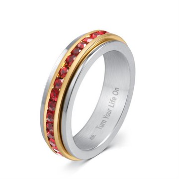 【hertime 時光盒】生日石旋轉永恆戒指(1月石榴石)