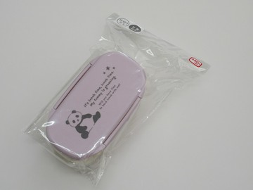 【100 Life Japan Can Do】(H)貓熊印花雙層便當盒(上:240ml/下:350ml)(1入)