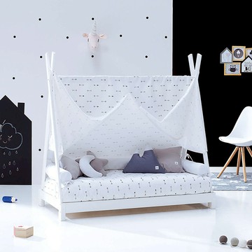 西班牙 ALONDRA｜蒙特梭利INDY兒童床＋床蓬組合 響箭灰