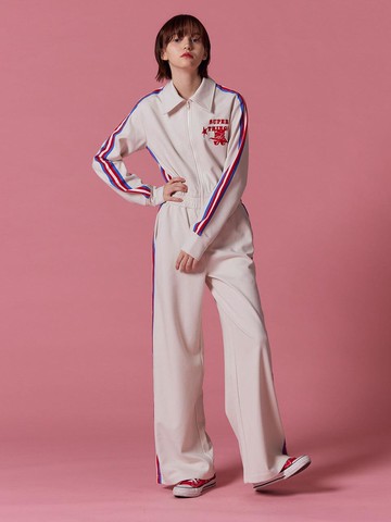 Embroidered Cotton-Polyester Maxi Jumpsuit [IVORY]