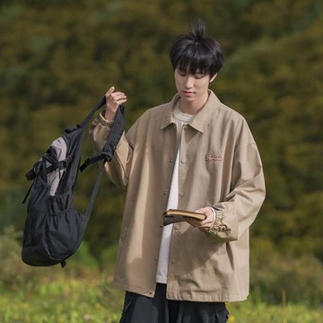 日系cityboy外套男2024春秋新款寬松休閑翻領夾克高級感痞帥上衣