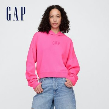 【GAP】女裝|Logo刷毛印花帽T-粉色(429497)