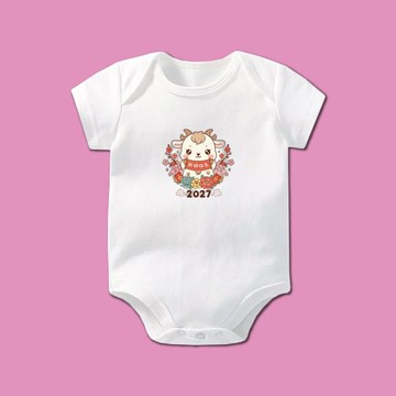 Q萌 羊年 新春 嬰兒 短袖包屁衣 純棉 親膚 暖心 萌羊