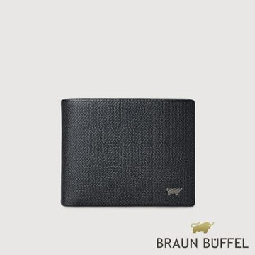 【BRAUN BUFFEL 德國小金牛】台灣總代理 安德勒-1 8卡中間翻零錢袋短夾-黑色/BF531-318-BK
