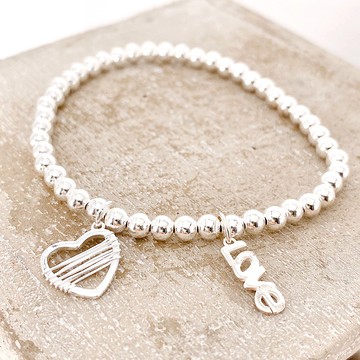 純銀 心和 LOVE S925 銀珠手鍊