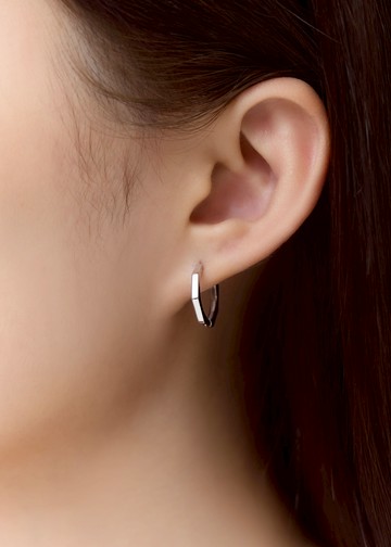 稜角圈・純銀耳環