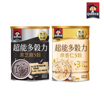 【桂格】超能多穀力390g無添加糖1+1罐超值組 (黑芝麻5穀/原杏仁5穀)
