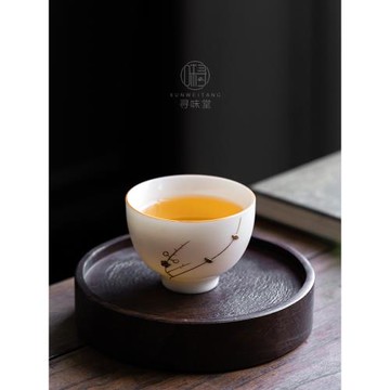 冰晶白玉汝窯鋦釘主人杯｜高檔茶杯品茗杯開片汝瓷陶瓷盞功夫茶具