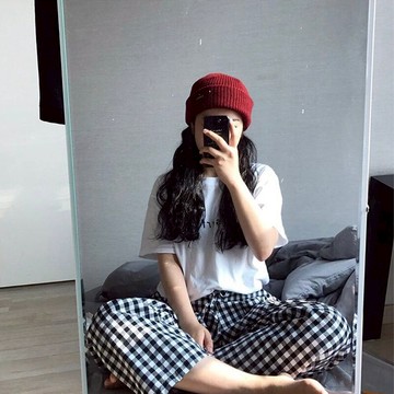 黑色毛線帽子女潮韓國流氓帽韓版ins針織帽秋冬冷帽雅痞帽瓜皮帽1入