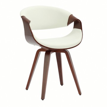E-home Salome莎洛姆PU面流線曲木休閒餐椅-兩色可選白色