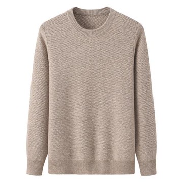 鄂爾多斯市產100純山羊絨衫男圓領加厚純色基本款打底衫毛衣E2947