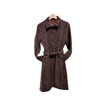 【二手精品 9.9成新】Louis Vuitton Monogram 印花長版風衣(剪水洗標) 編號S146
