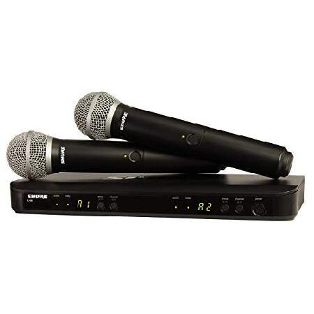 Shure BLX288 PG58 UHF Wireless Microphone System Perfect for Church, Karaoke, Vocals 14-Hour Battery Life, 300 ft Range Includes (2) PG58 Handhe