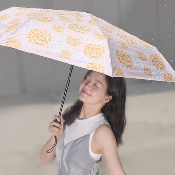 【rento】防曬黑膠安全自動傘-繡球花(橘)