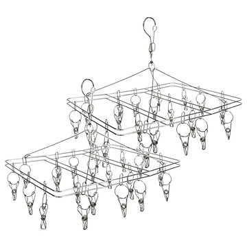 方形雙層吊架20夾 38 x 30cm 小金剛白鐵 2個  方形雙層 銀色