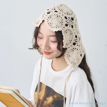 〚earth music〛花朵圖案蕾絲綁結頭巾