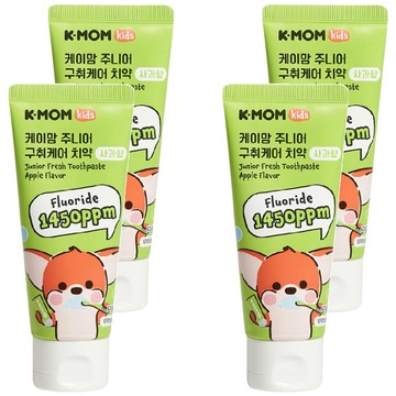 MOTHER-K K-MOM 植萃兒童蜂膠含氟牙膏 1450ppm含氟量 蘋果口味 60g 護齒4入組  1組