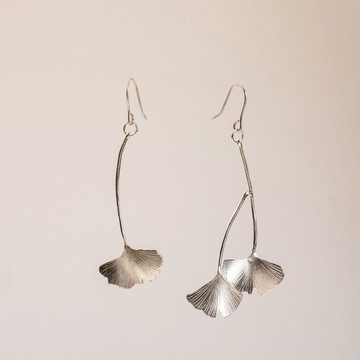 。植被之上。NO.05 銀杏葉 耳針/925銀