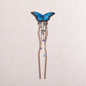 【Palnart Poc 官方正品｜SUU】OK008 大藍閃蝶 髮簪｜日本製 舞動雙翼 Butterfly職人手工著色