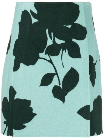 P.A.R.O.S.H. - floral print A-line skirt - women - Wool - S - Blue