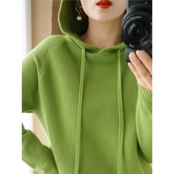 時尚連帽衛衣女打底衫爆款2025春秋冬新款長袖帶帽針織衫上衣寬松