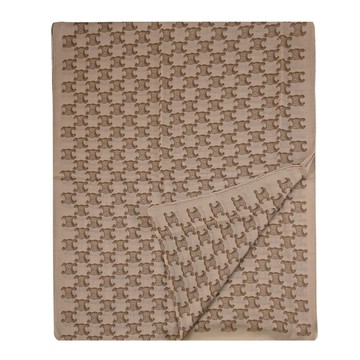 CELINE TRIOMPHE 凱旋門印花羊毛混紡長圍巾/披肩.棕褐色